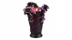 Ваза настольная Decor de Table Pate de Verre Cristal Роза 35 см, хрустальное тесто, сиреневая, п/к