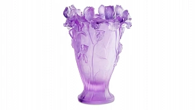 Ваза Decor de Table Pate de Verre Cristal Ирисы 32 см, хрустальное тесто, фиолетовая, п/к
